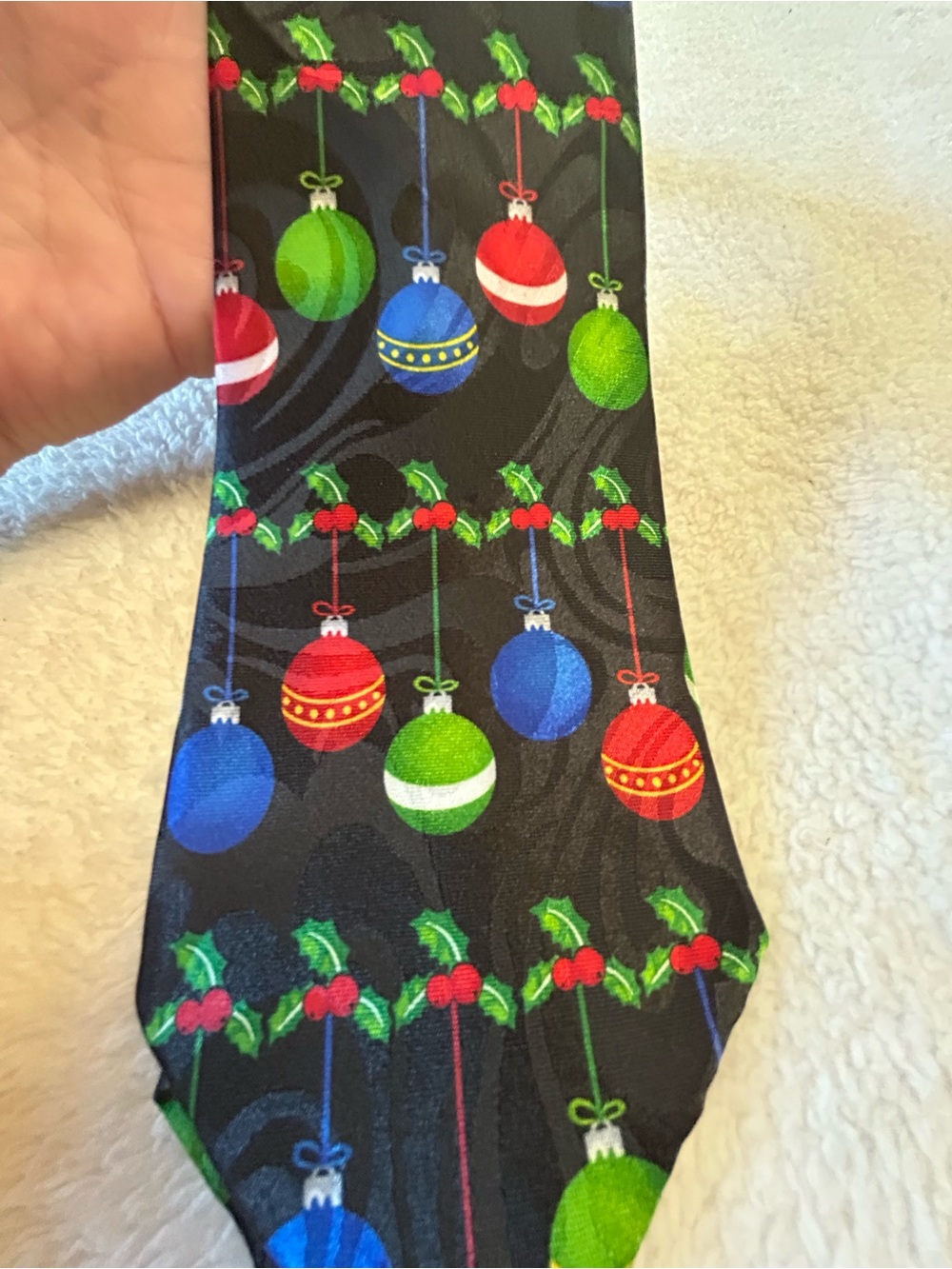 🎁3 for $30 - Black Holiday Ornament Pattern Necktie